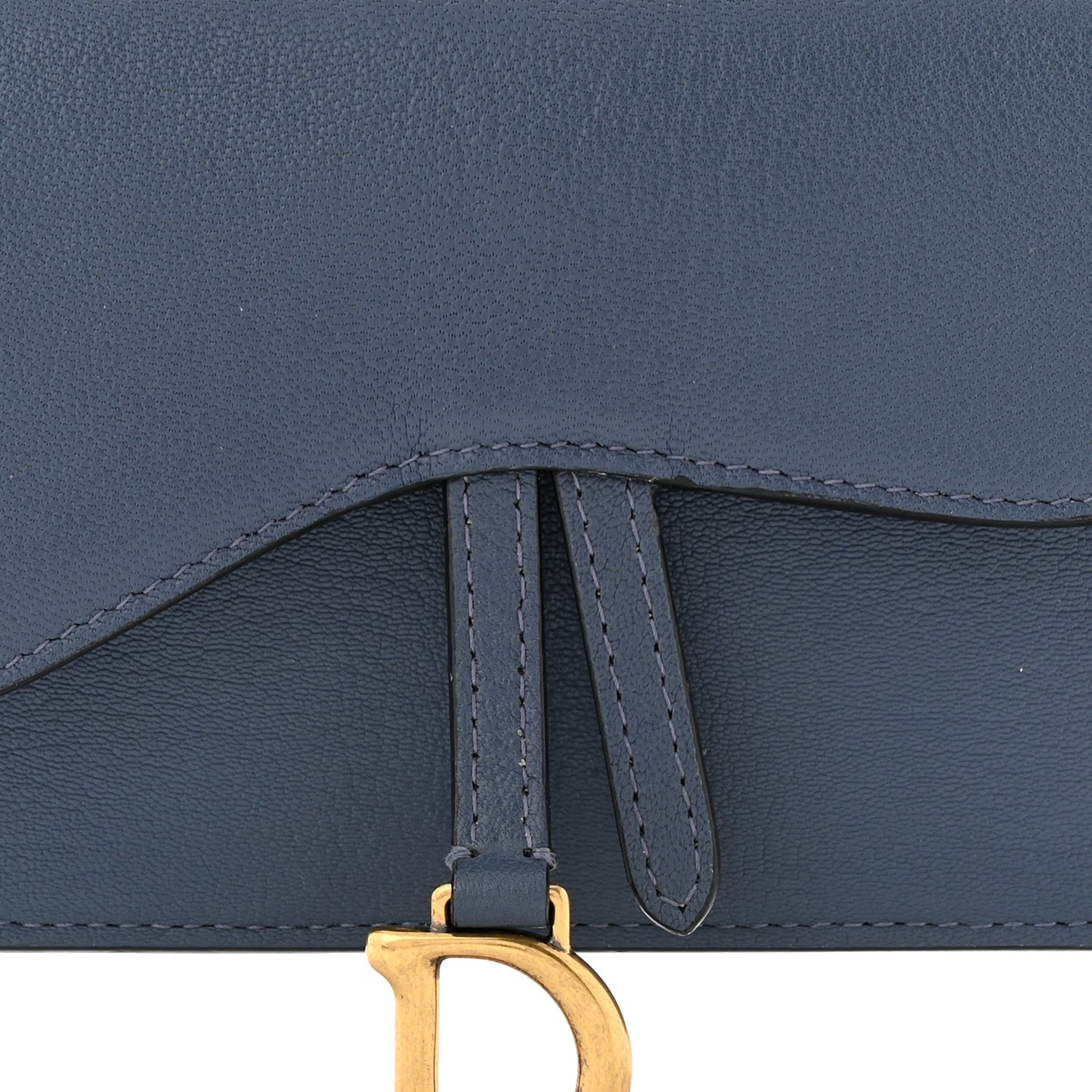 Goatskin Saddle Belt Clutch Denim Blue