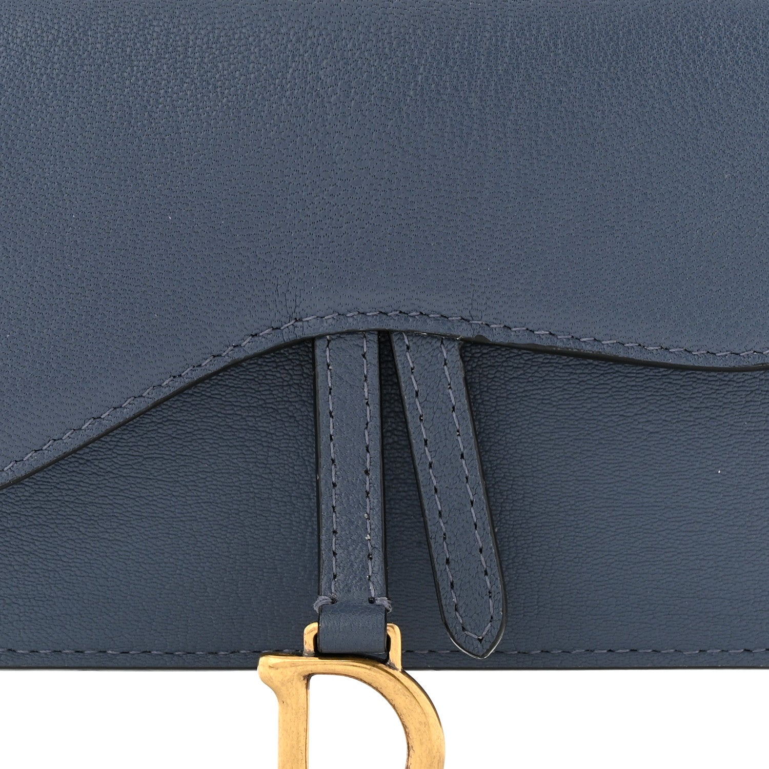 Christian Dior Goatskin Saddle Belt Clutch Denim Blue 8 of 10