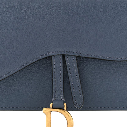 Christian Dior Goatskin Saddle Belt Clutch Denim Blue 8 of 10