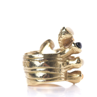 Saint Laurent Arty Dots Ring 5.5 Black White Gold 5 of 5