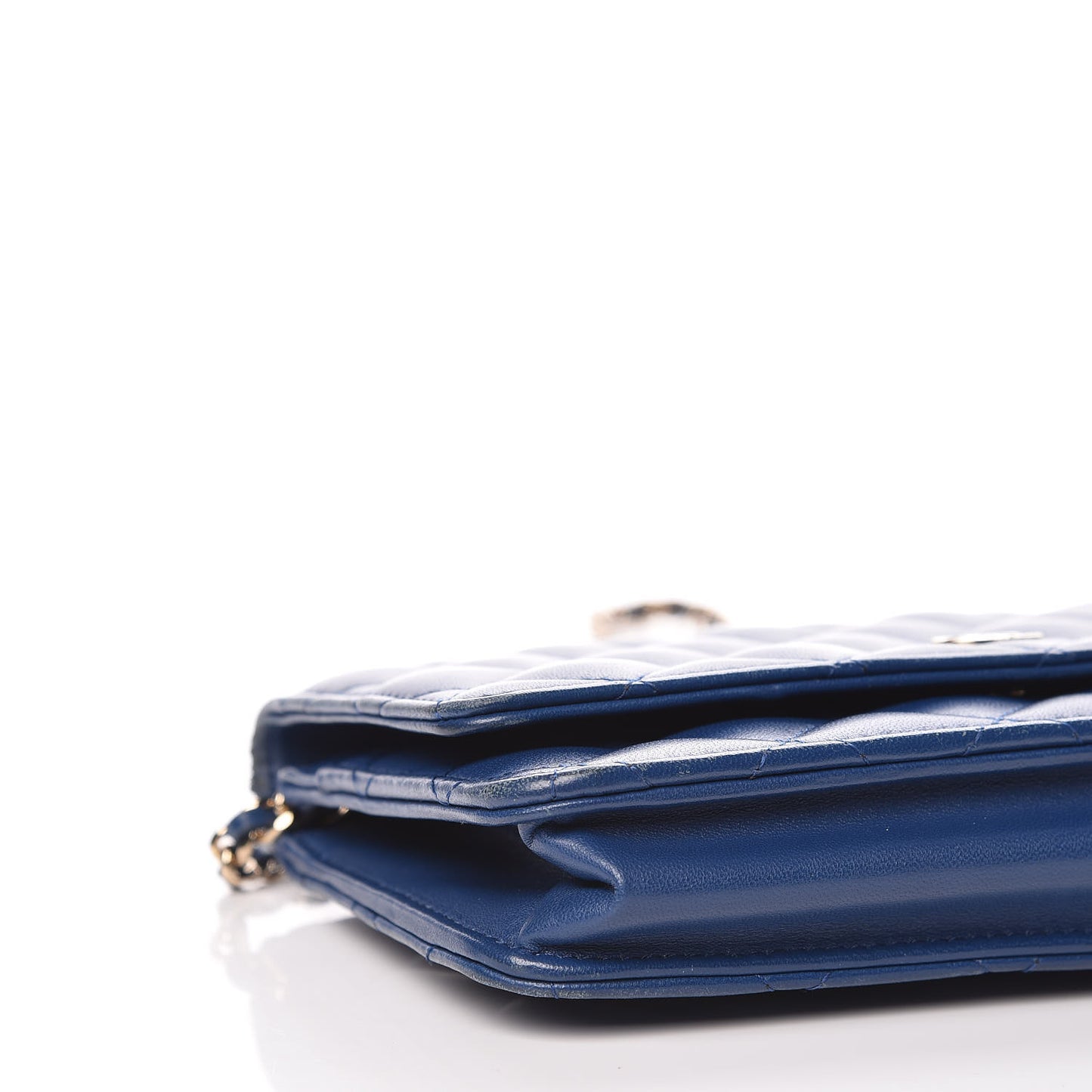 Lambskin Quilted Wallet On Chain WOC Dark Blue