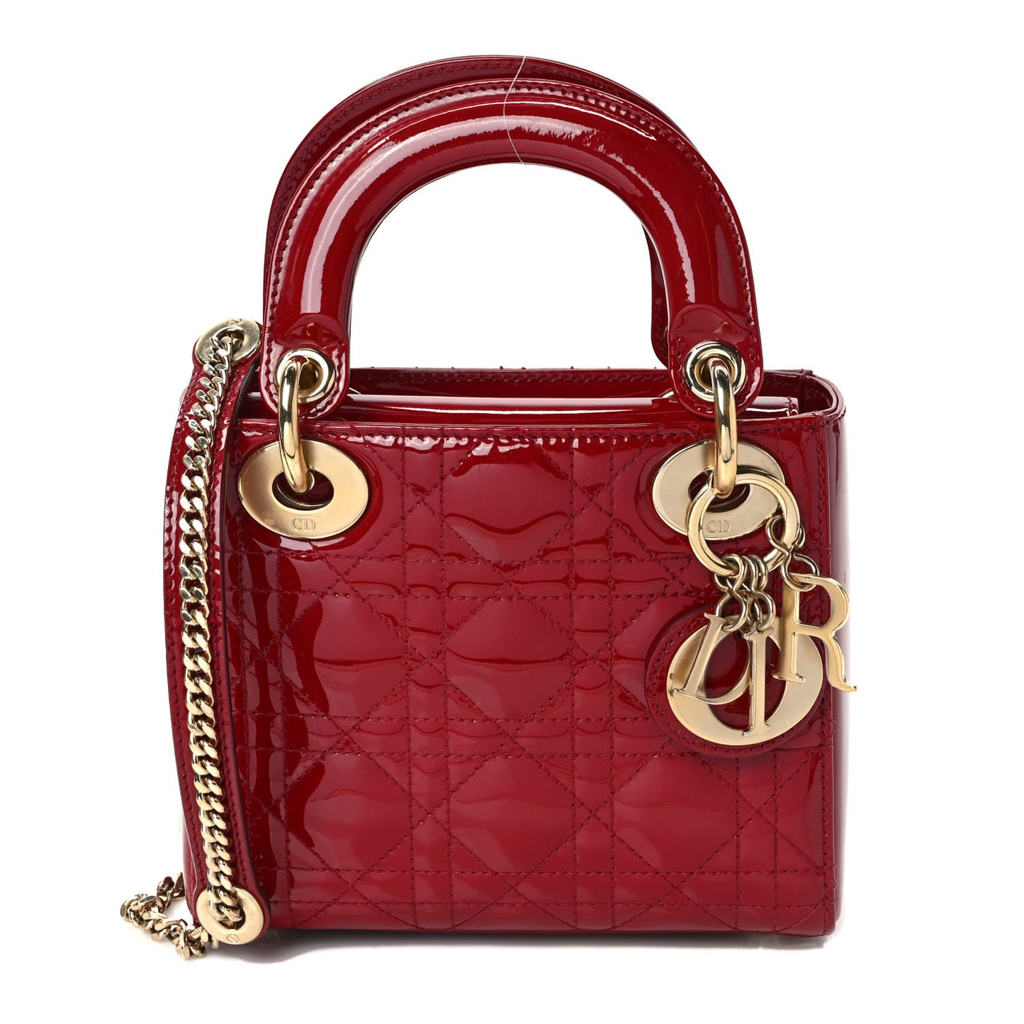 Patent Cannage Mini Lady Dior Red