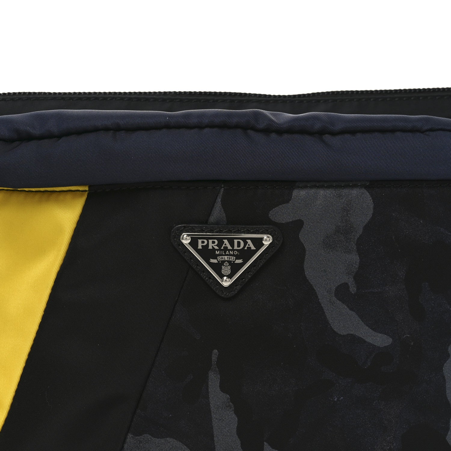 Prada Tessuto Nylon Saffiano Patch Camouflage Pouch Blue Black 6 of 8