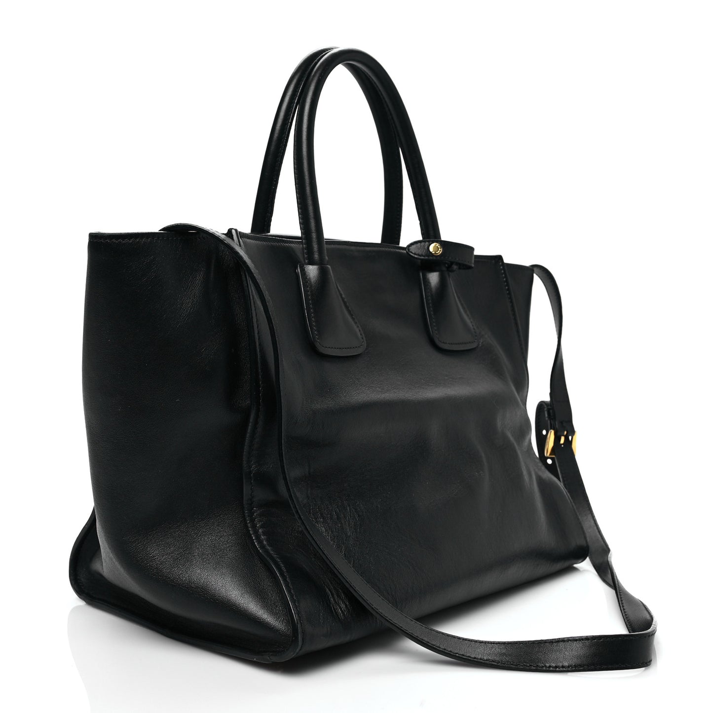 City Calf Front Pocket Tote Black