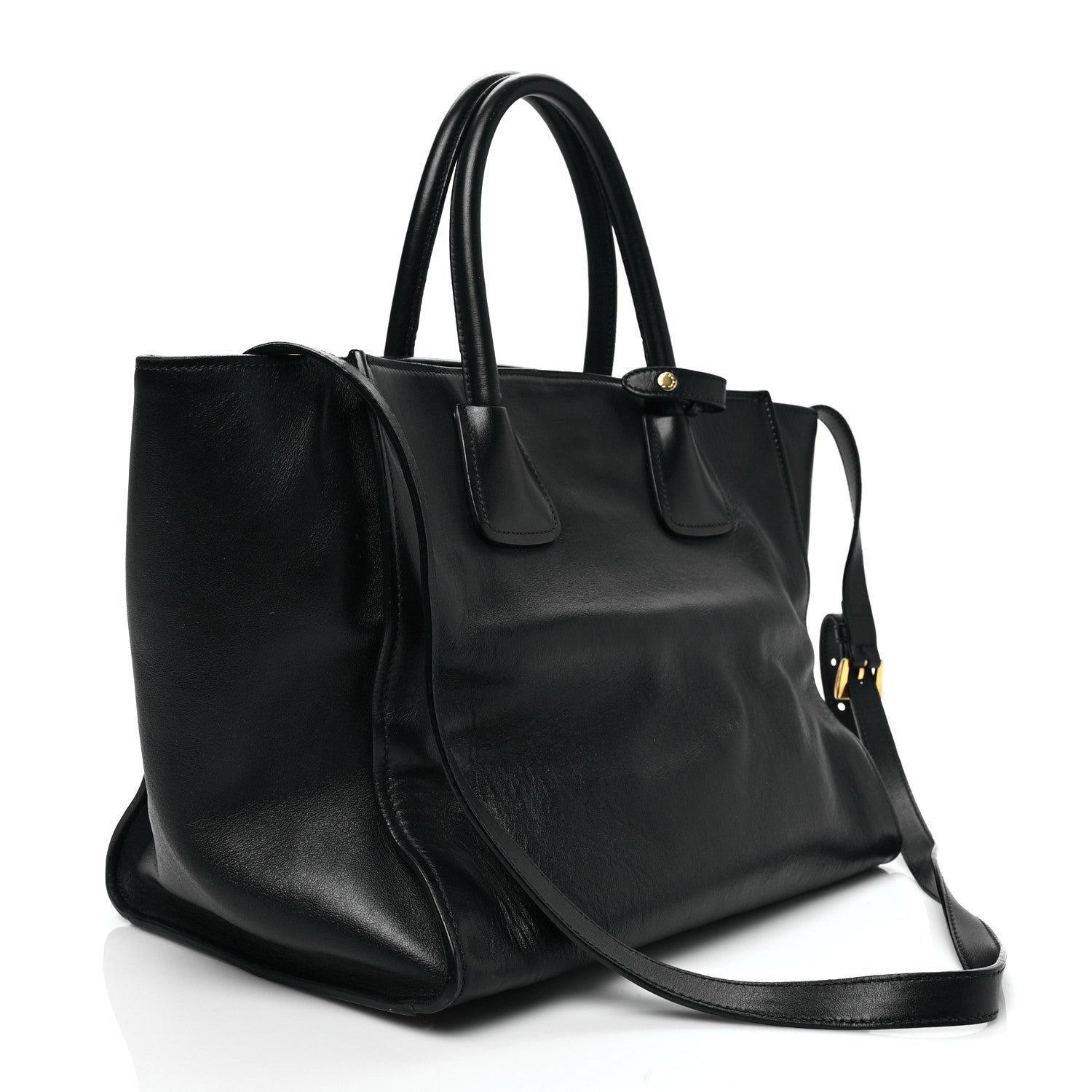 Prada City Calf Front Pocket Tote Black 2 of 7