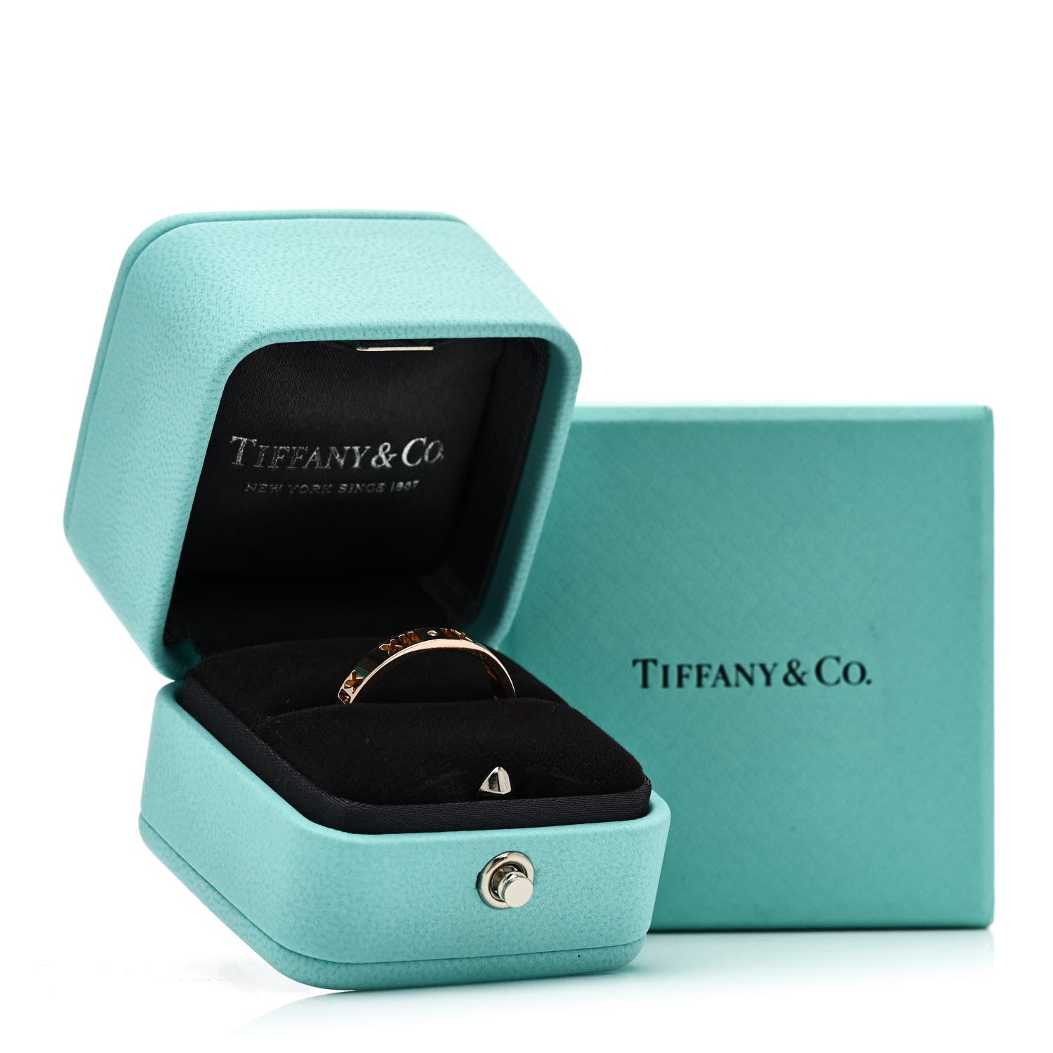 Tiffany 18K Rose Gold Diamond Narrow Atlas Pierced Ring 60 9.25 5 of 5