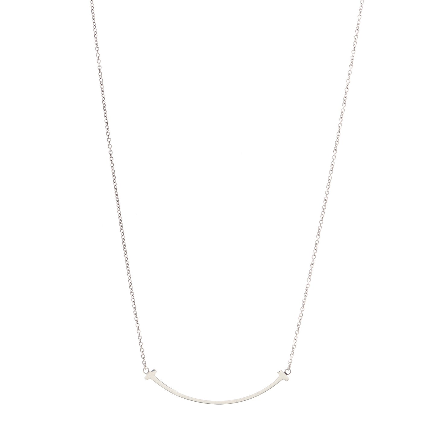 Sterling Silver Small T Smile Pendant Necklace