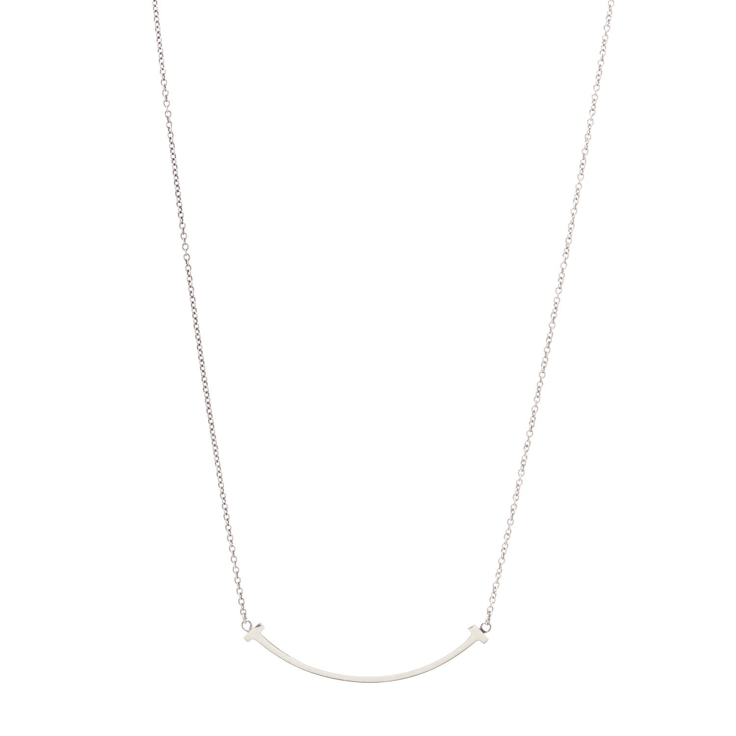 Tiffany Sterling Silver Small T Smile Pendant Necklace 1 of 4