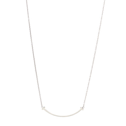 Tiffany Sterling Silver Small T Smile Pendant Necklace 1 of 4
