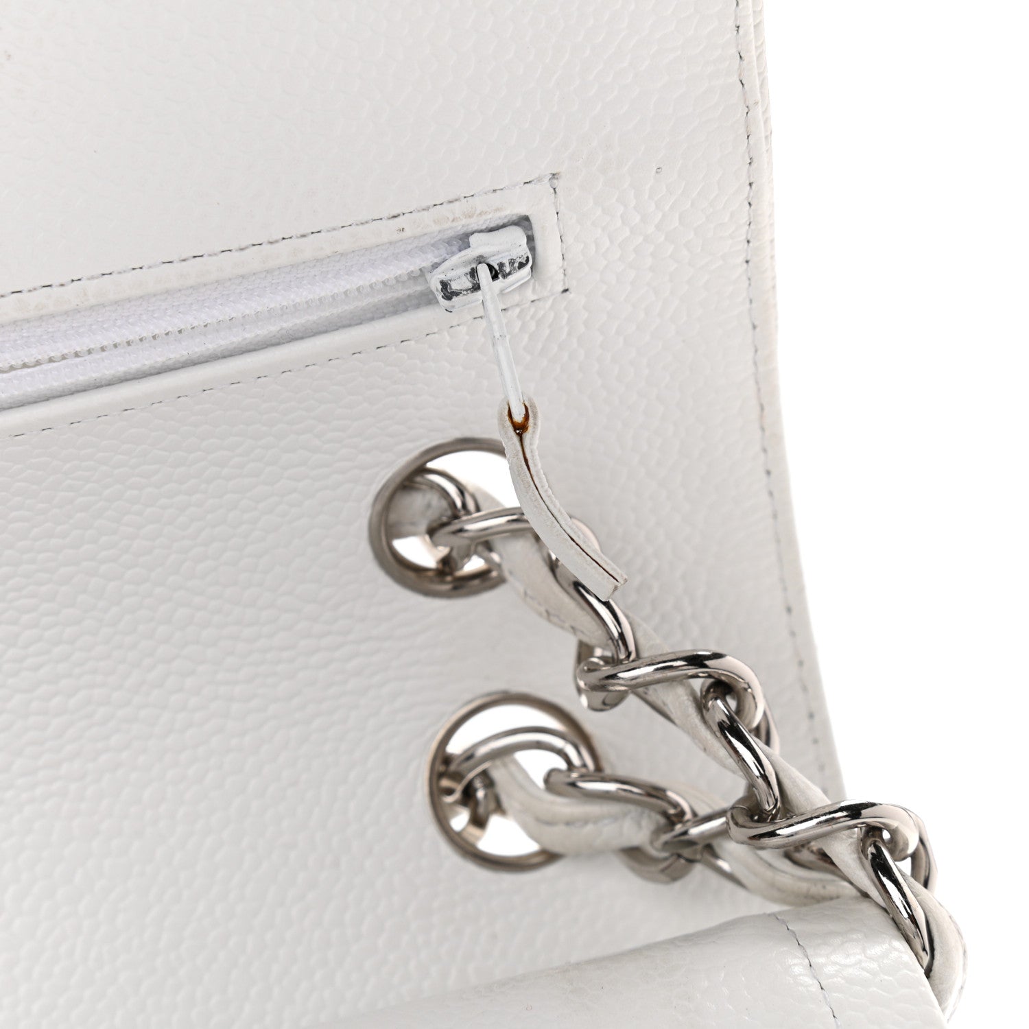 Chanel Caviar Quilted Jumbo Double Flap White 30 of 32