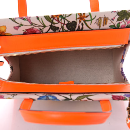 Gucci Canvas Medium Flora Tote White Multicolor Orange Fluo 5 of 9