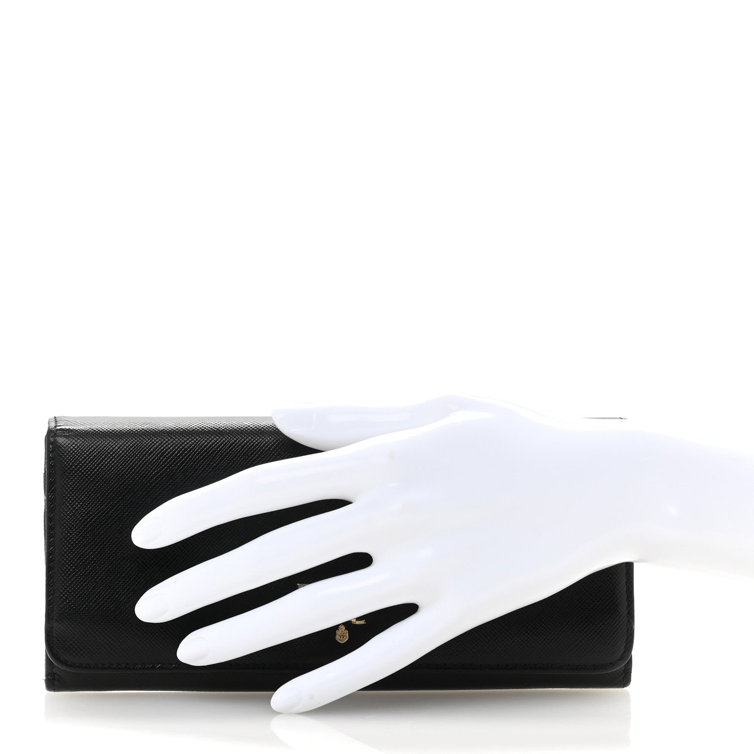 Prada Saffiano Metal Continental Flap Wallet Black 2 of 13