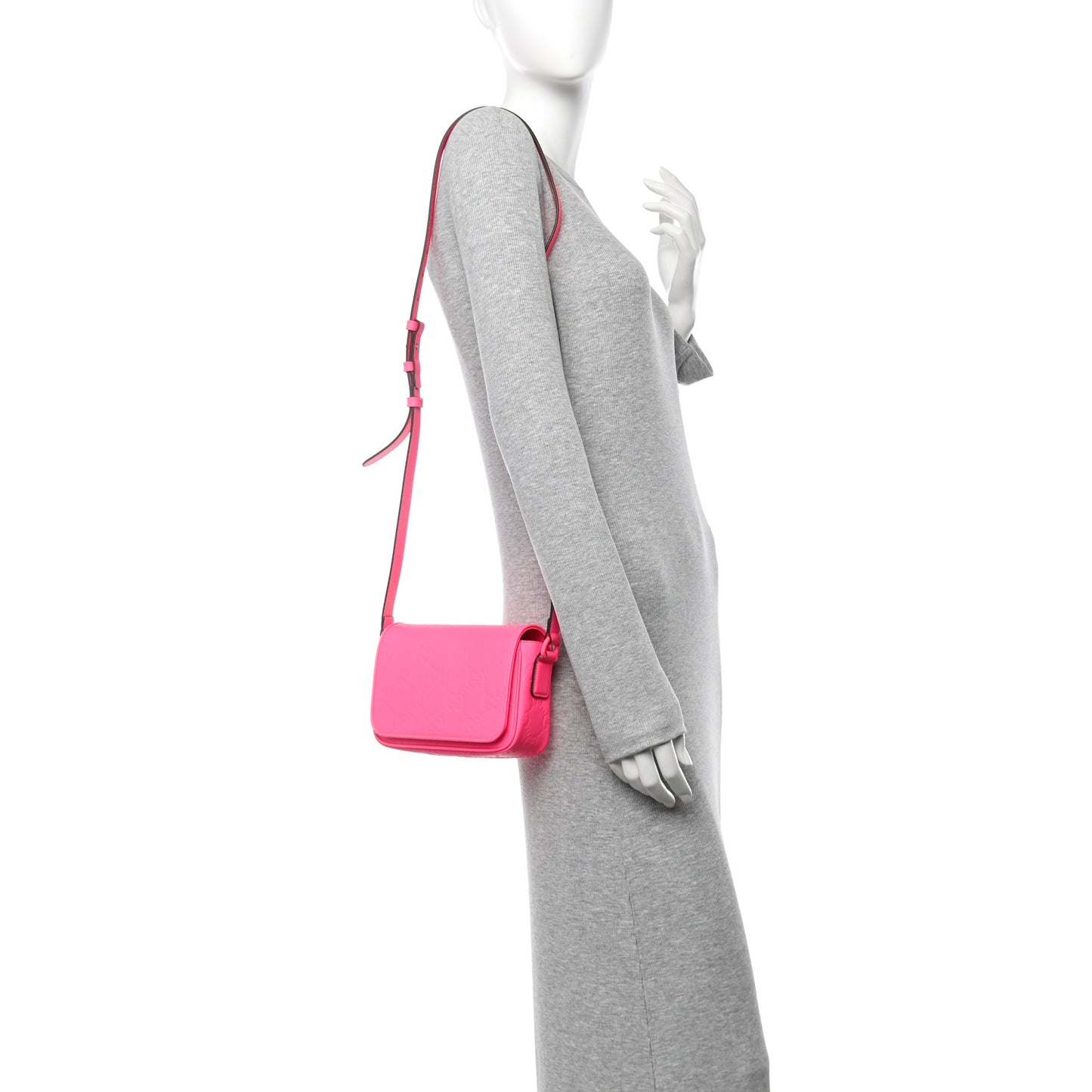 Calfskin GG Rubber Effect Super Mini Bag  Pink