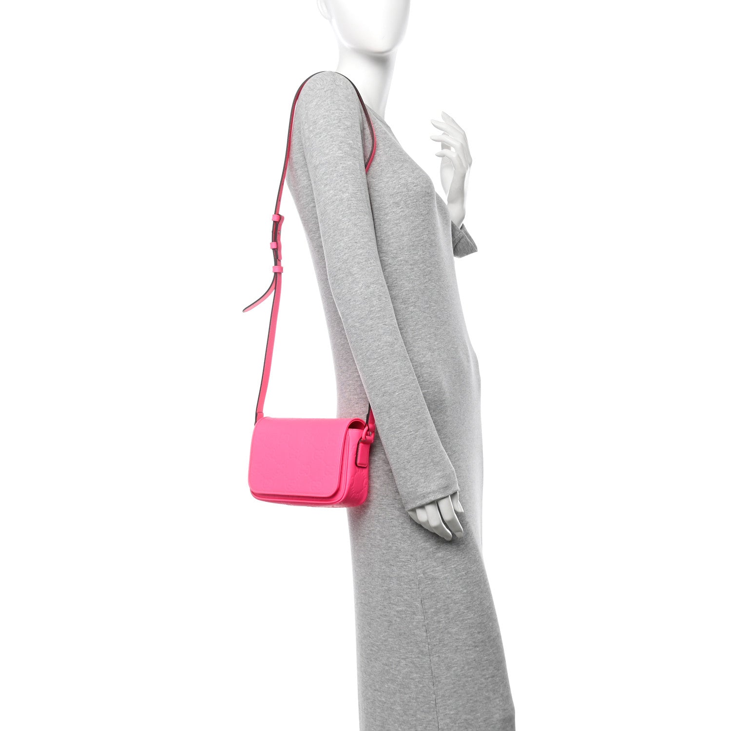 Gucci Calfskin GG Rubber Effect Super Mini Bag  Pink 2 of 10
