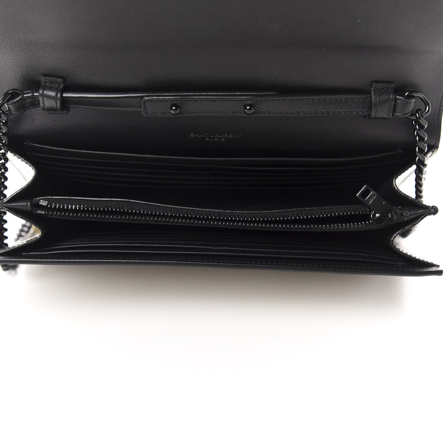 Patent Leopard Print Monogram Chain Wallet Leopard Black Gold