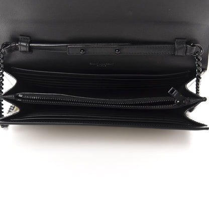 Saint Laurent Patent Leopard Print Monogram Chain Wallet Leopard Black Gold 5 of 9