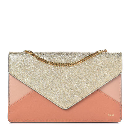 Chloe Metallic Calfskin Patchwork Chain Wallet Blush Nude 1 of 12
