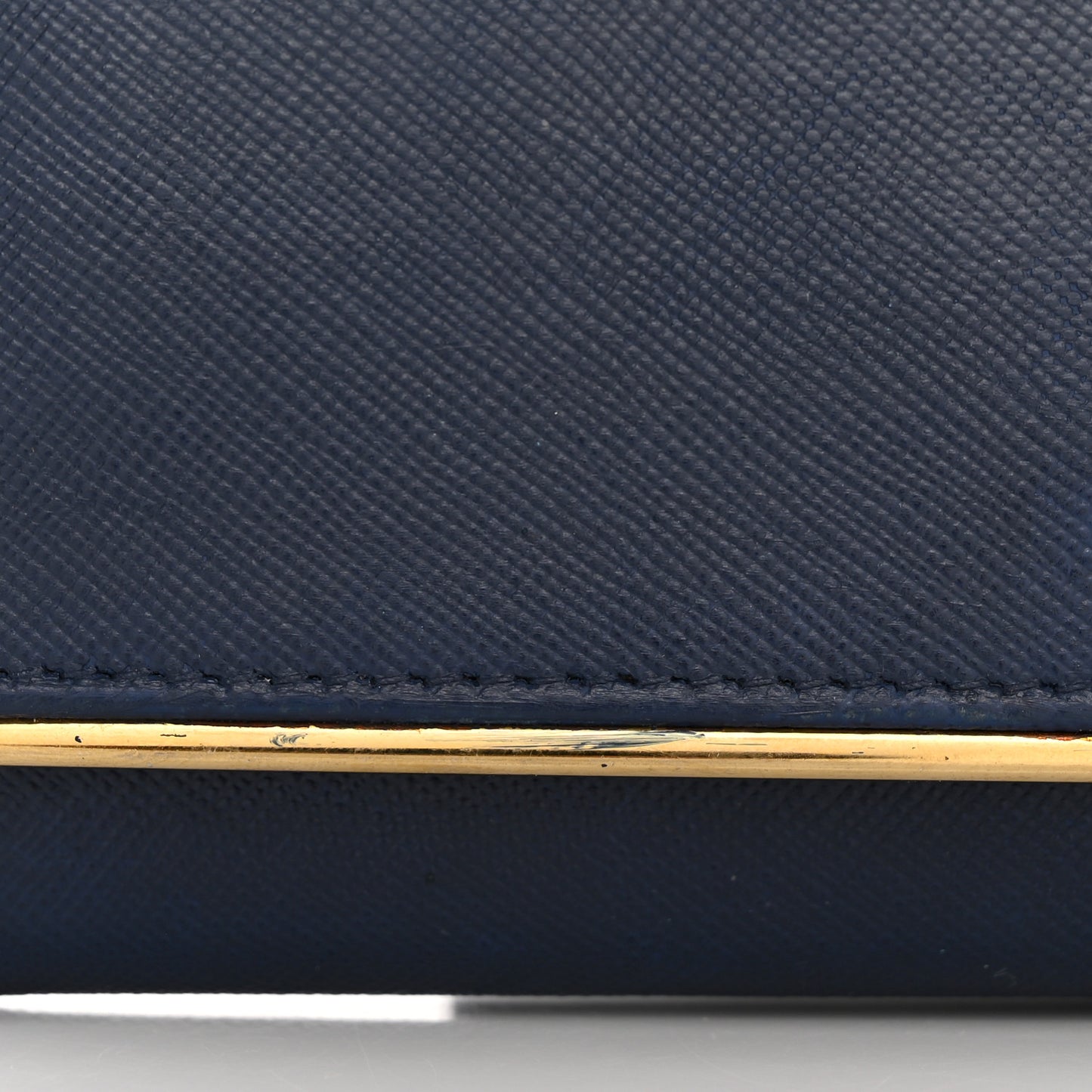 Saffiano Metal Bar Continental Flap Wallet Bluette