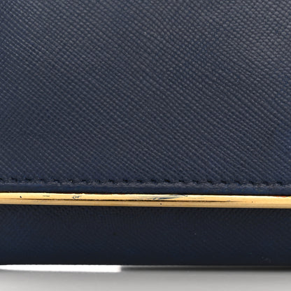 Prada Saffiano Metal Bar Continental Flap Wallet Bluette 8 of 14