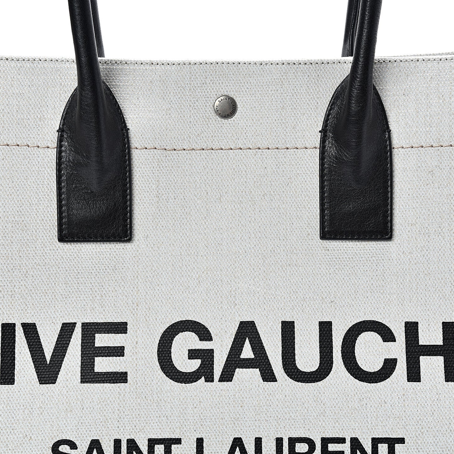 Linen Calfskin Rive Gauche Tote Optic White