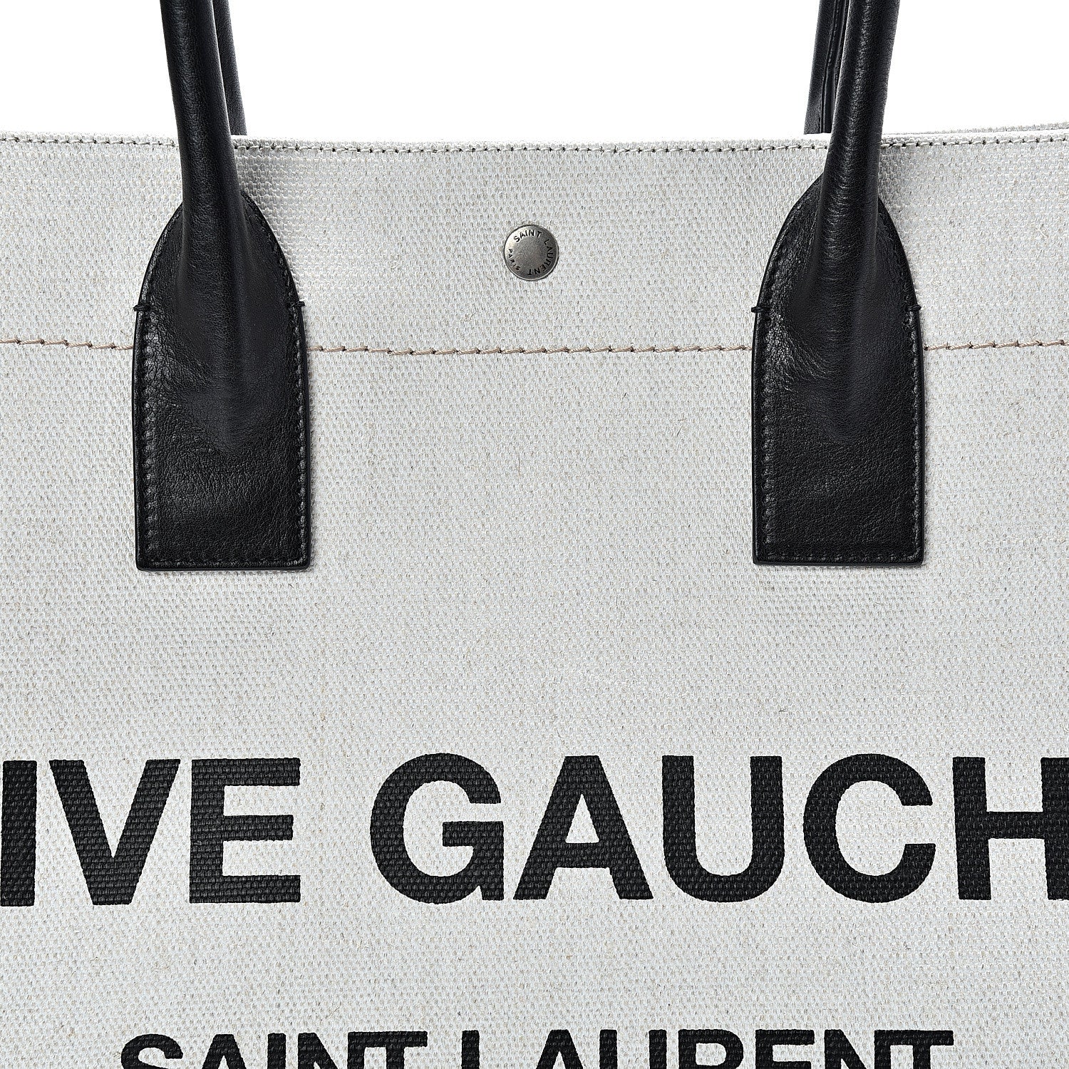 Saint Laurent Linen Calfskin Rive Gauche Tote Optic White 7 of 11