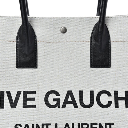 Saint Laurent Linen Calfskin Rive Gauche Tote Optic White 7 of 11
