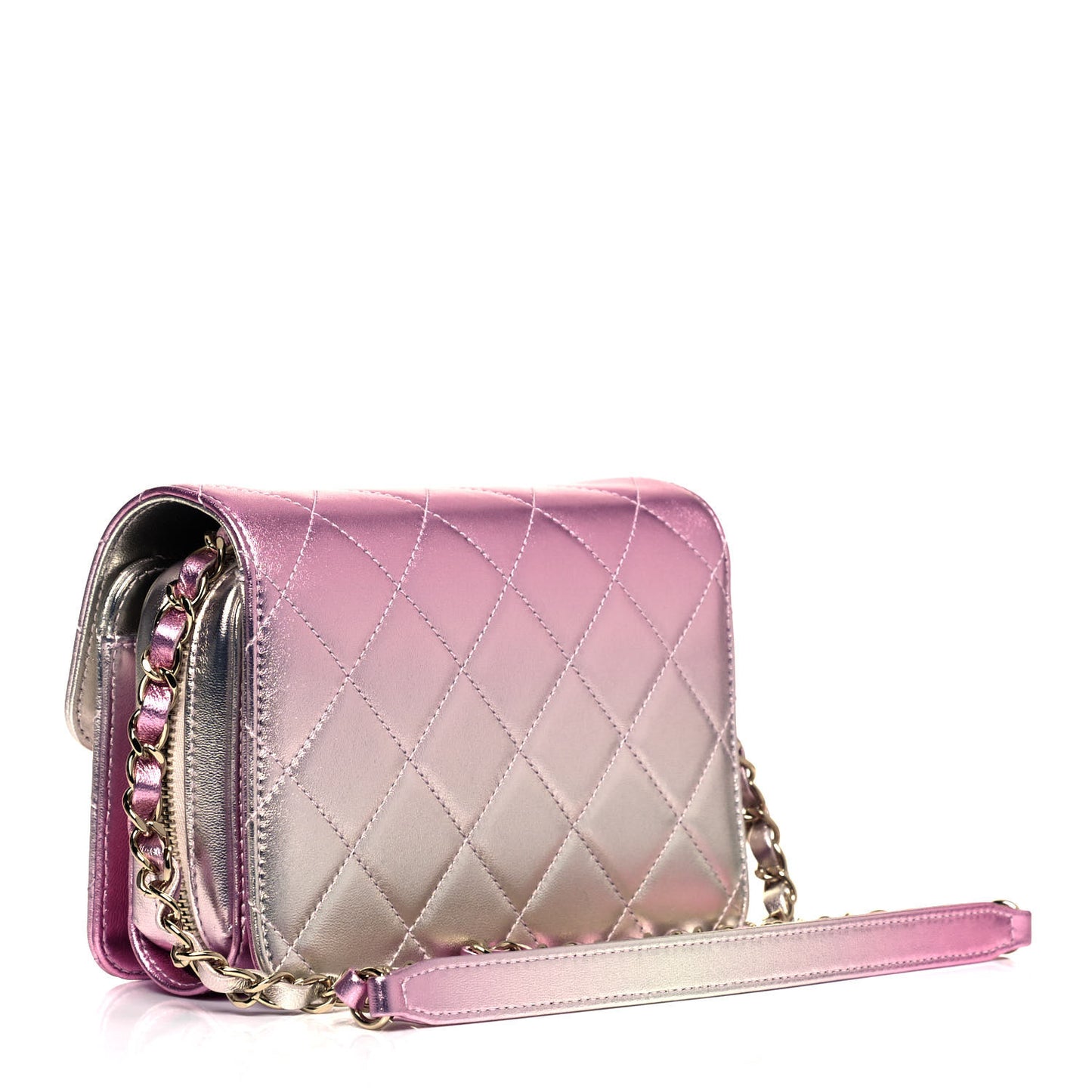 Metallic Lambskin Like A Wallet Flap Golden Pink