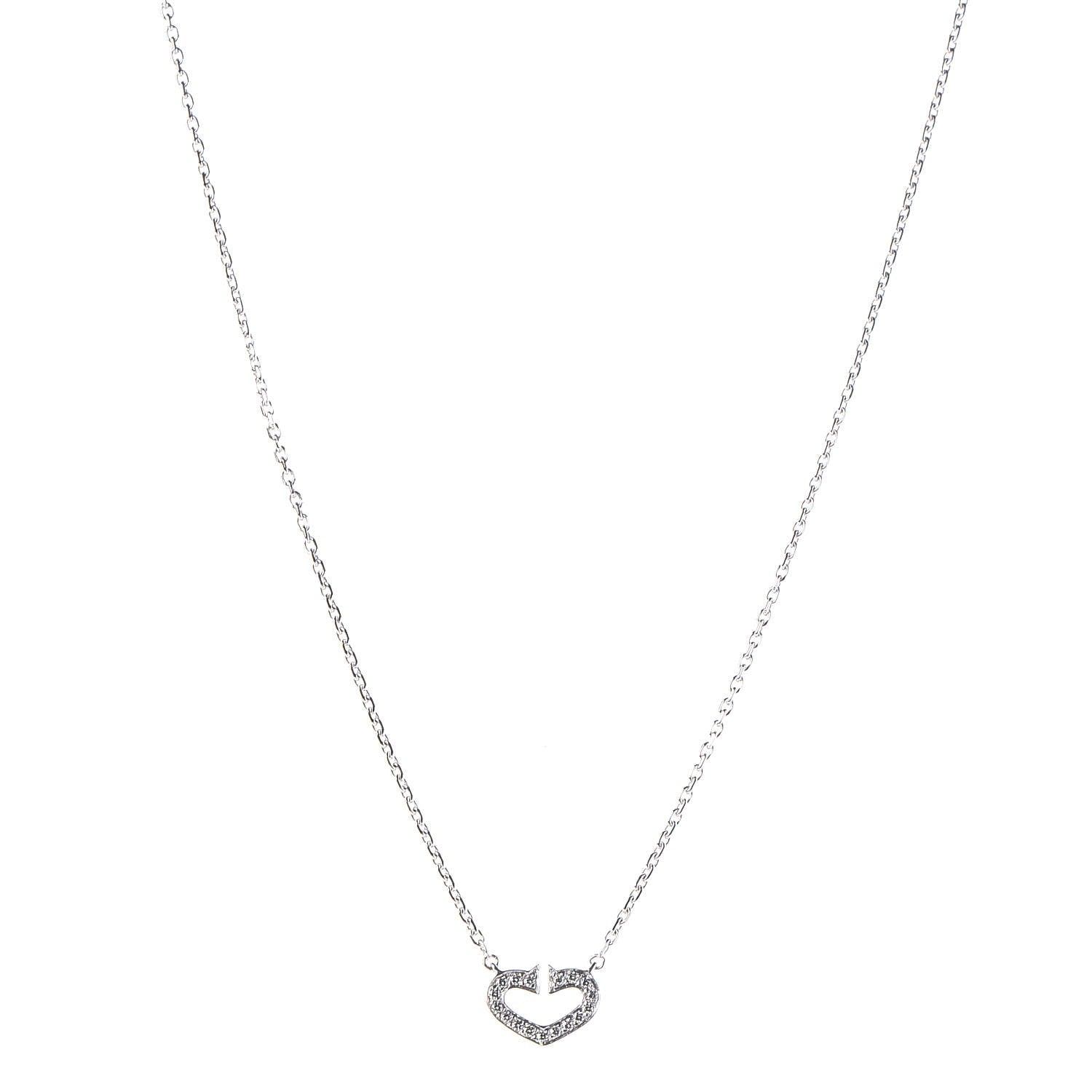 Cartier 18K White Gold Diamond Small Hearts and Symbols Pendant Necklace 1 of 8