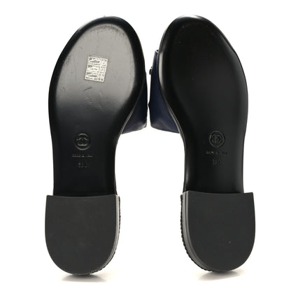 Chanel Lambskin CC Braided Mules 36 Navy Blue Black 5 of 9