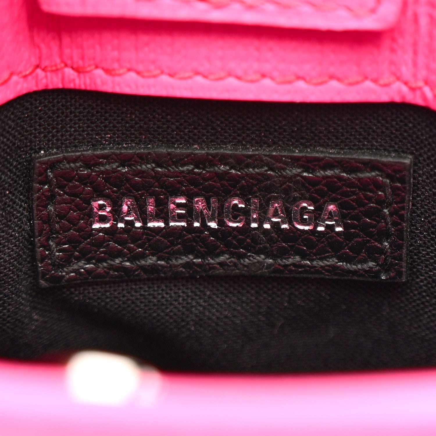 Balenciaga Squared Calfskin Logo Shopping Phone Holder Bag Acid