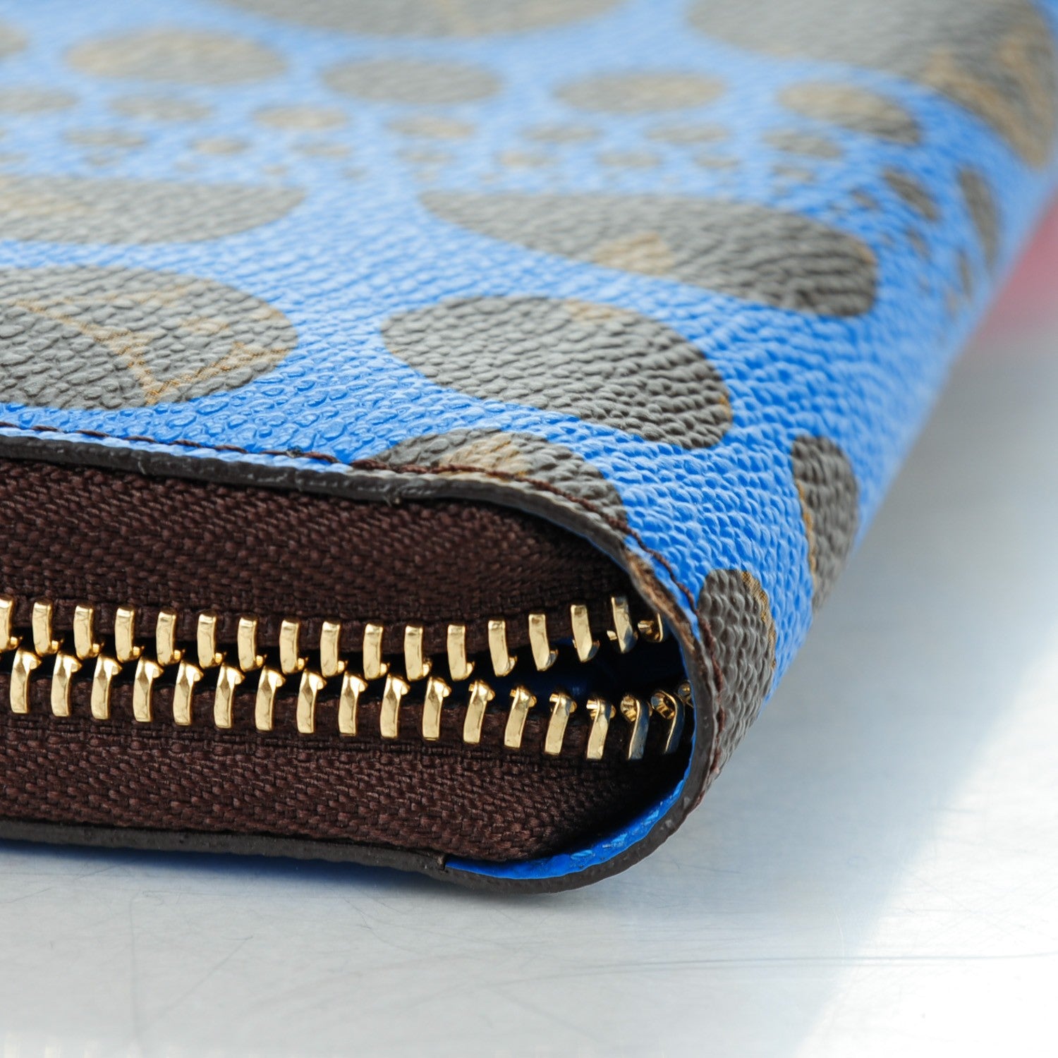 Louis Vuitton Monogram Kusama Pumpkin Dots Zippy Wallet Blue 8 of 9