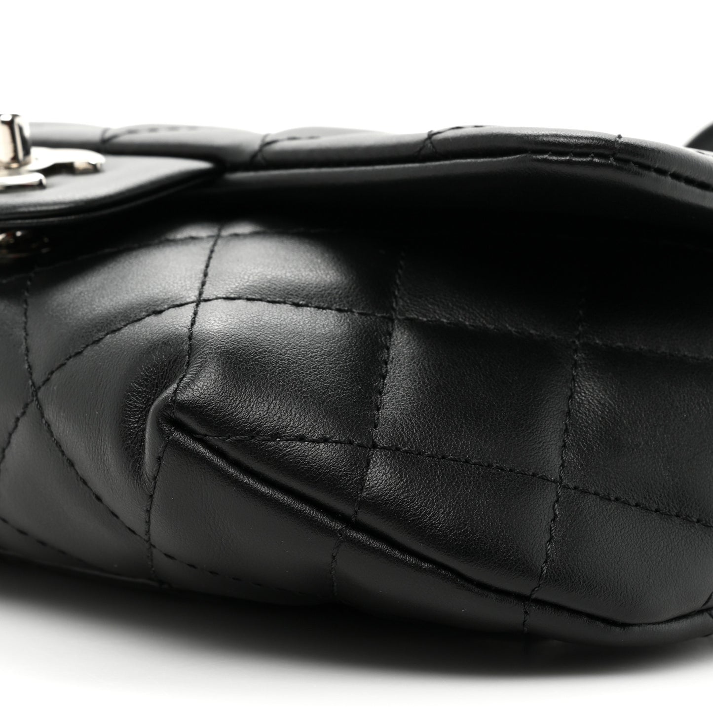 Calfskin Quilted CC Uniform Flap Belt Bag Black