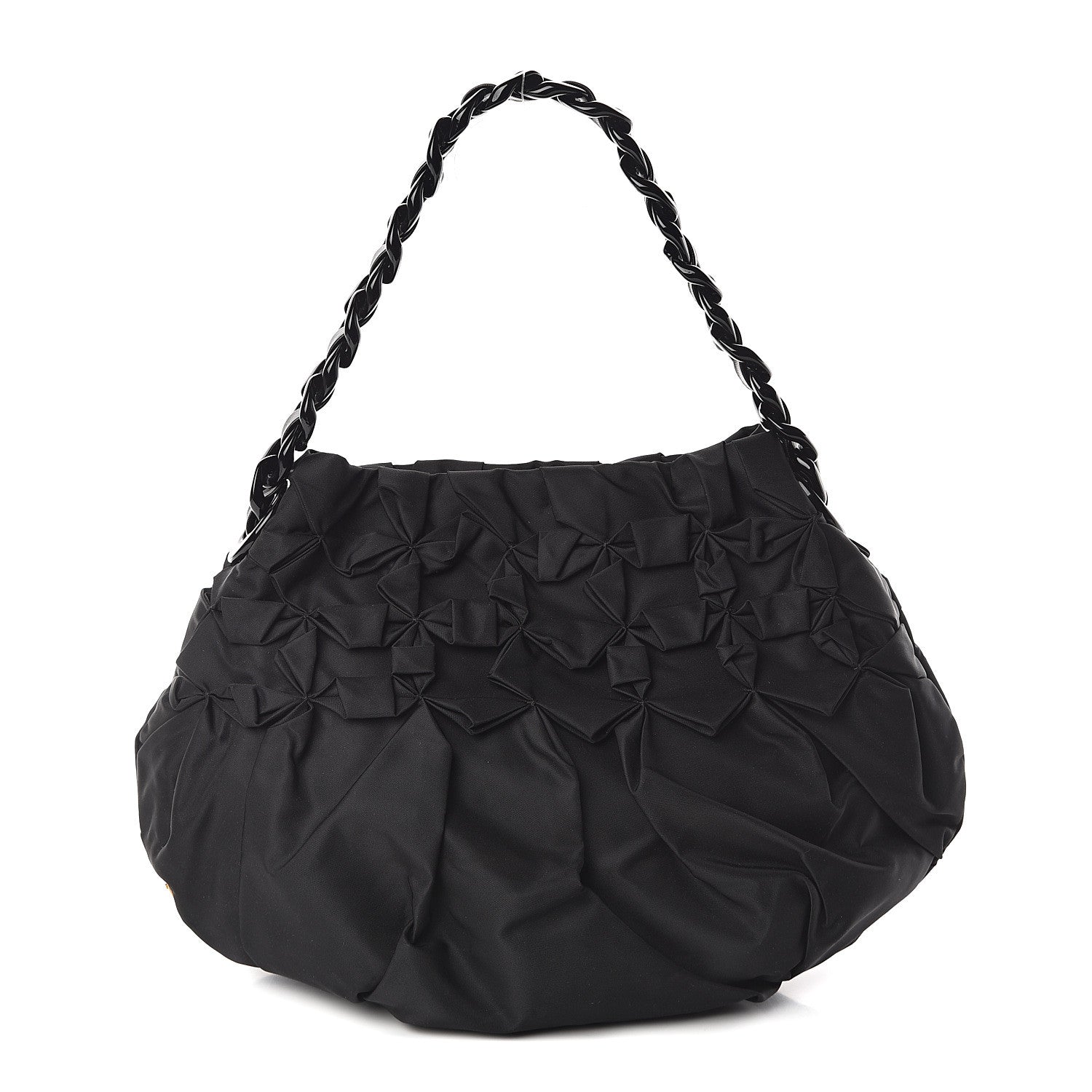 Prada Tessuto Nylon Origami Pleated Hobo Black 1 of 8