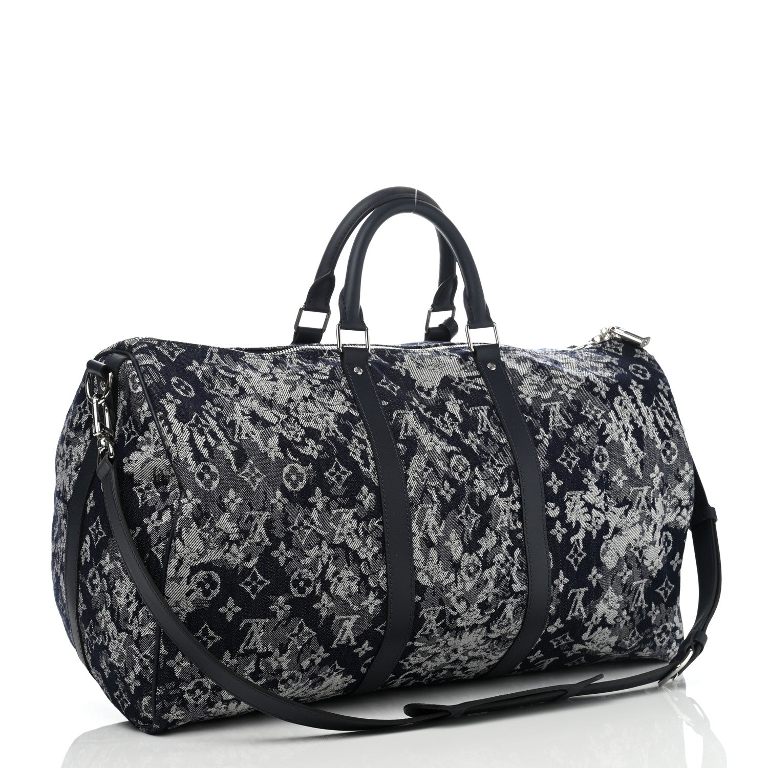 Louis Vuitton Monogram Tapestry Keepall Bandouliere 50 Bleu 2 of 8
