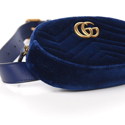 Gucci Velvet Matelasse GG Marmont Belt Bag 75 30 Cobalt Blue 7 of 8