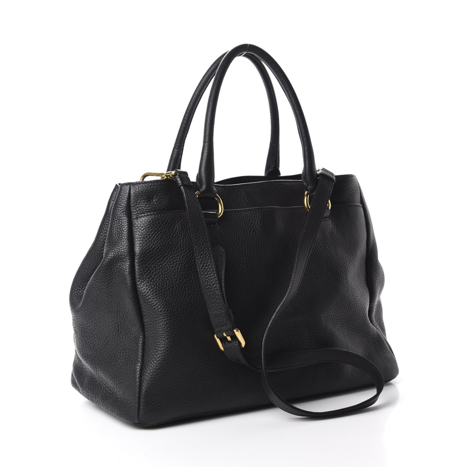 Prada Vitello Daino Tote Black 4 of 13