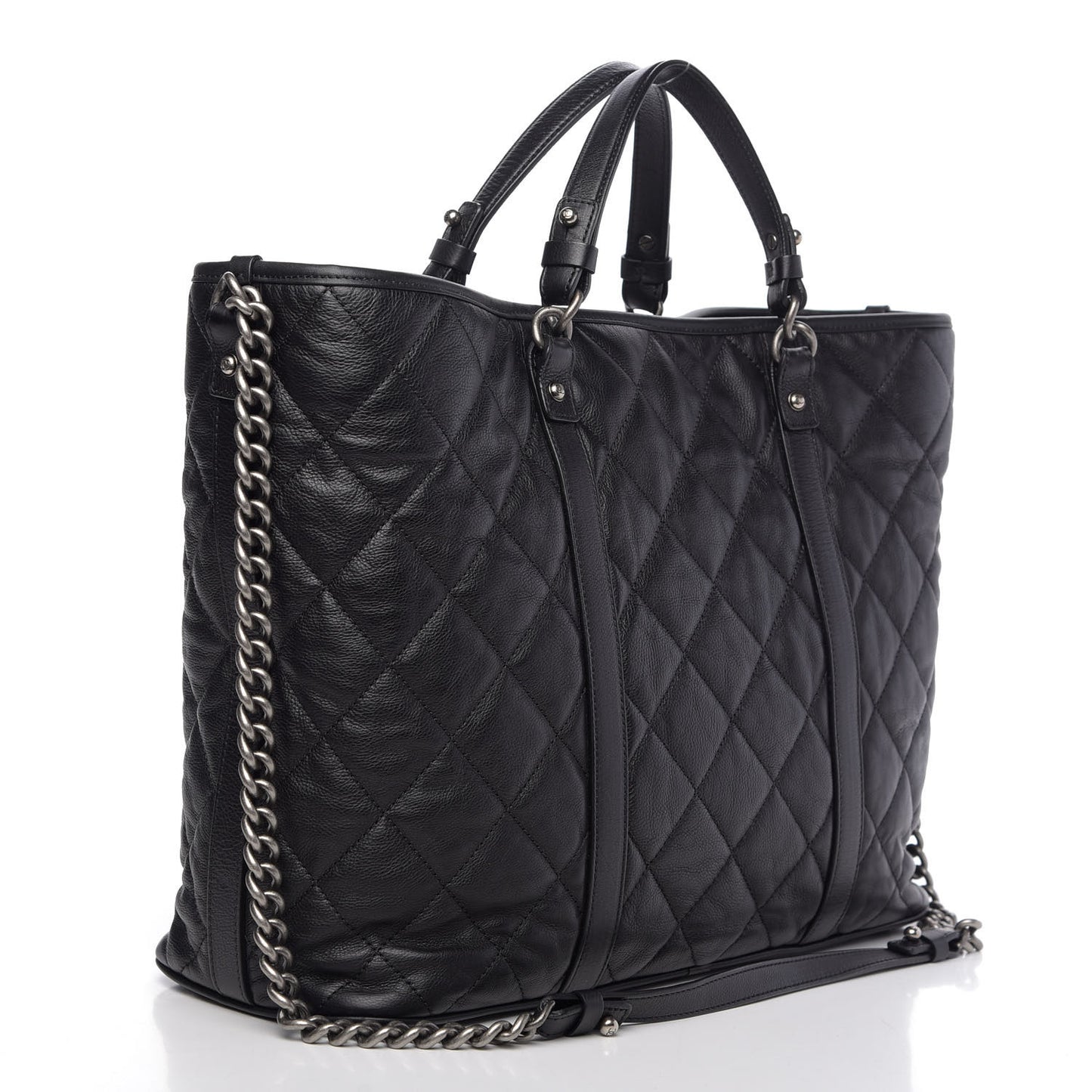 Calfskin Quilted Casual Riviera Tote Black