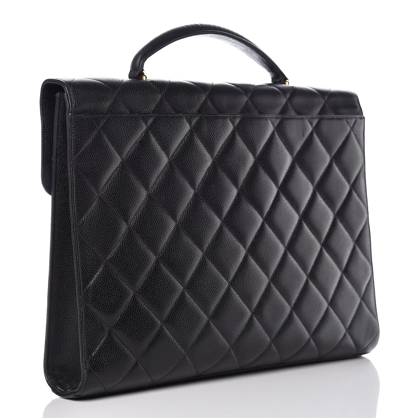 Caviar Quilted Briefcase Laptop Bag Black