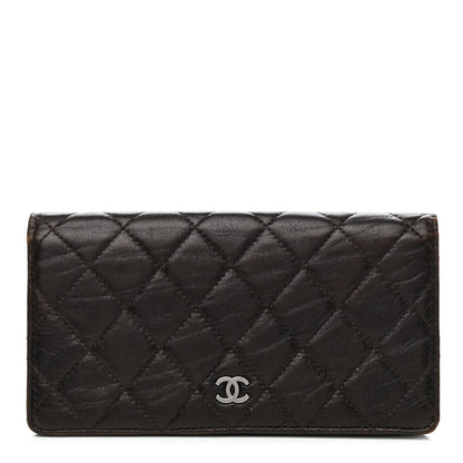 Chanel Lambskin Quilted Yen Wallet Dark Brown 1 of 8
