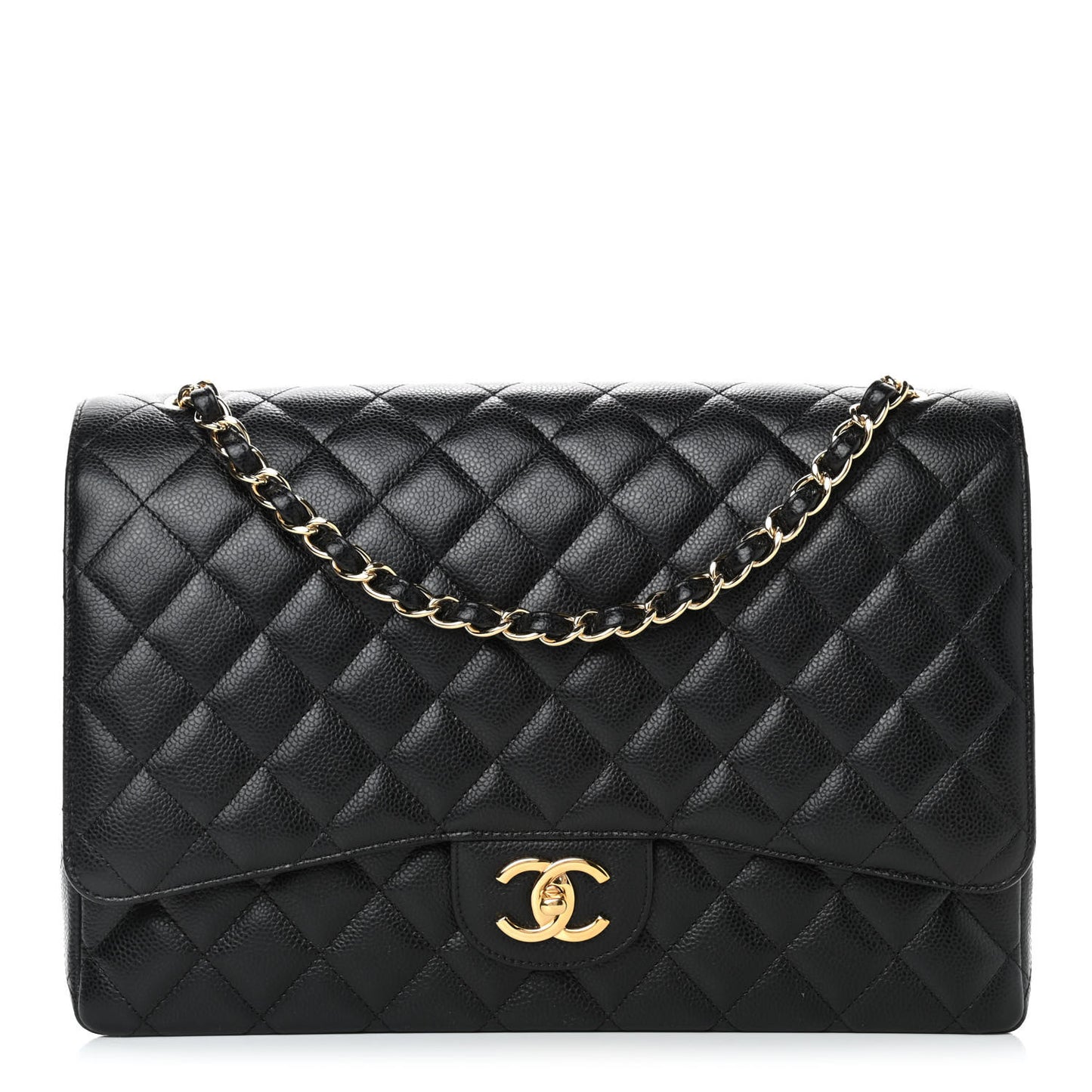 Caviar Quilted Maxi Double Flap Black