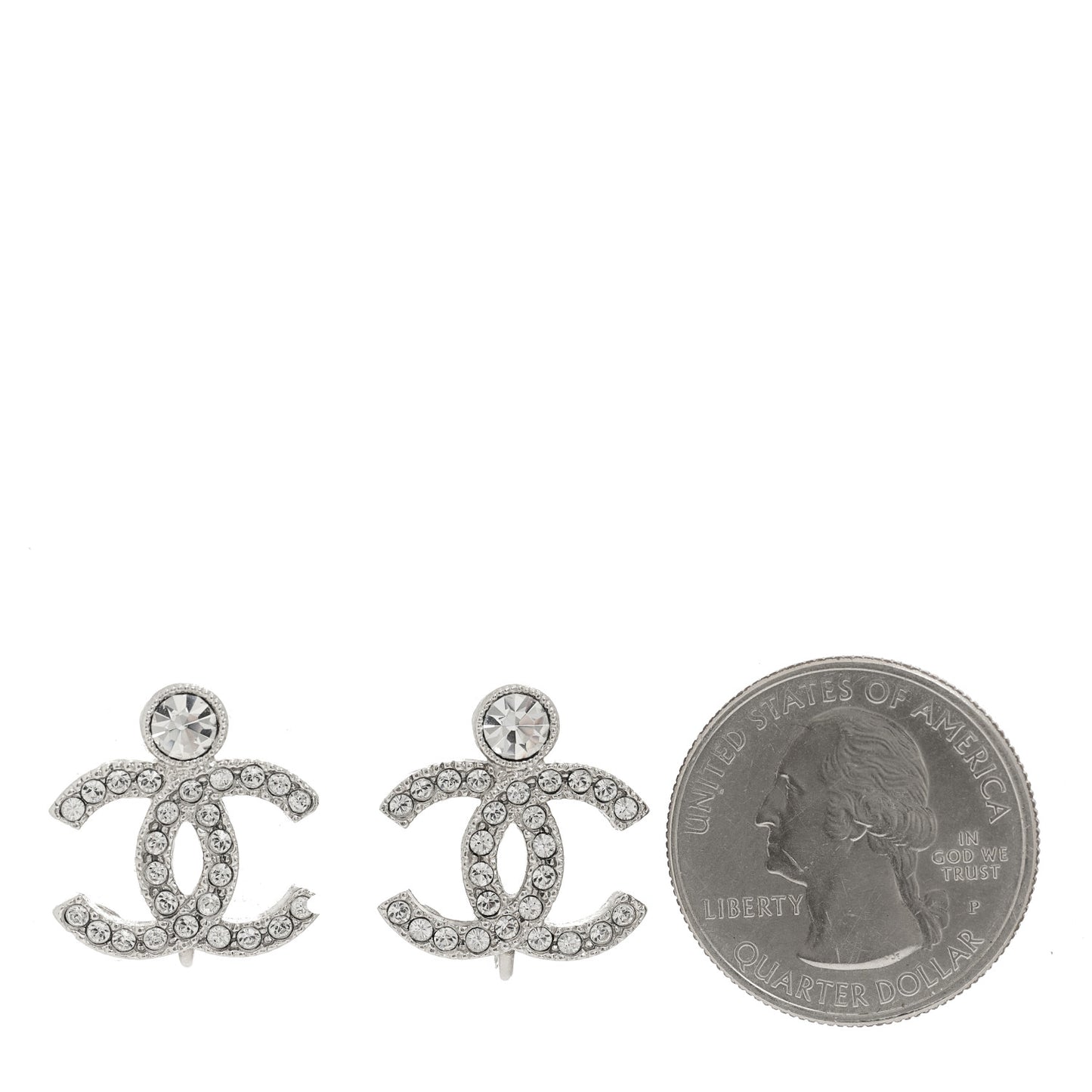 Crystal CC Earrings Silver