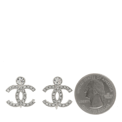 Chanel Crystal CC Earrings Silver 2 of 5