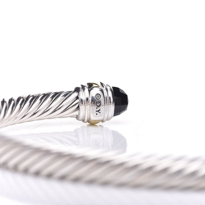 David Yurman Sterling Silver 14K Yellow Gold Black Onyx 5mm Cable Classics Bracelet 4 of 5