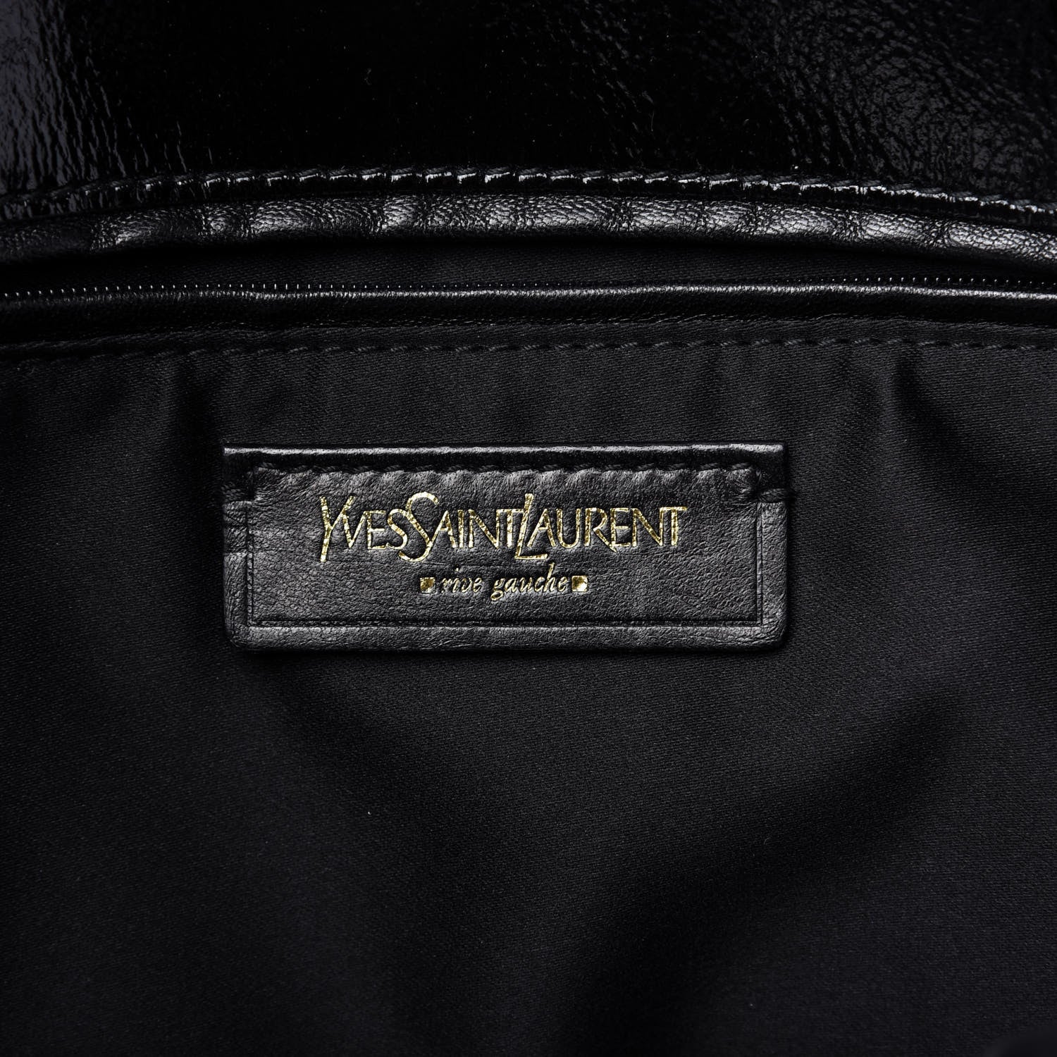 Saint Laurent Patent Crocodile Embossed Tribute Tote Black 8 of 13