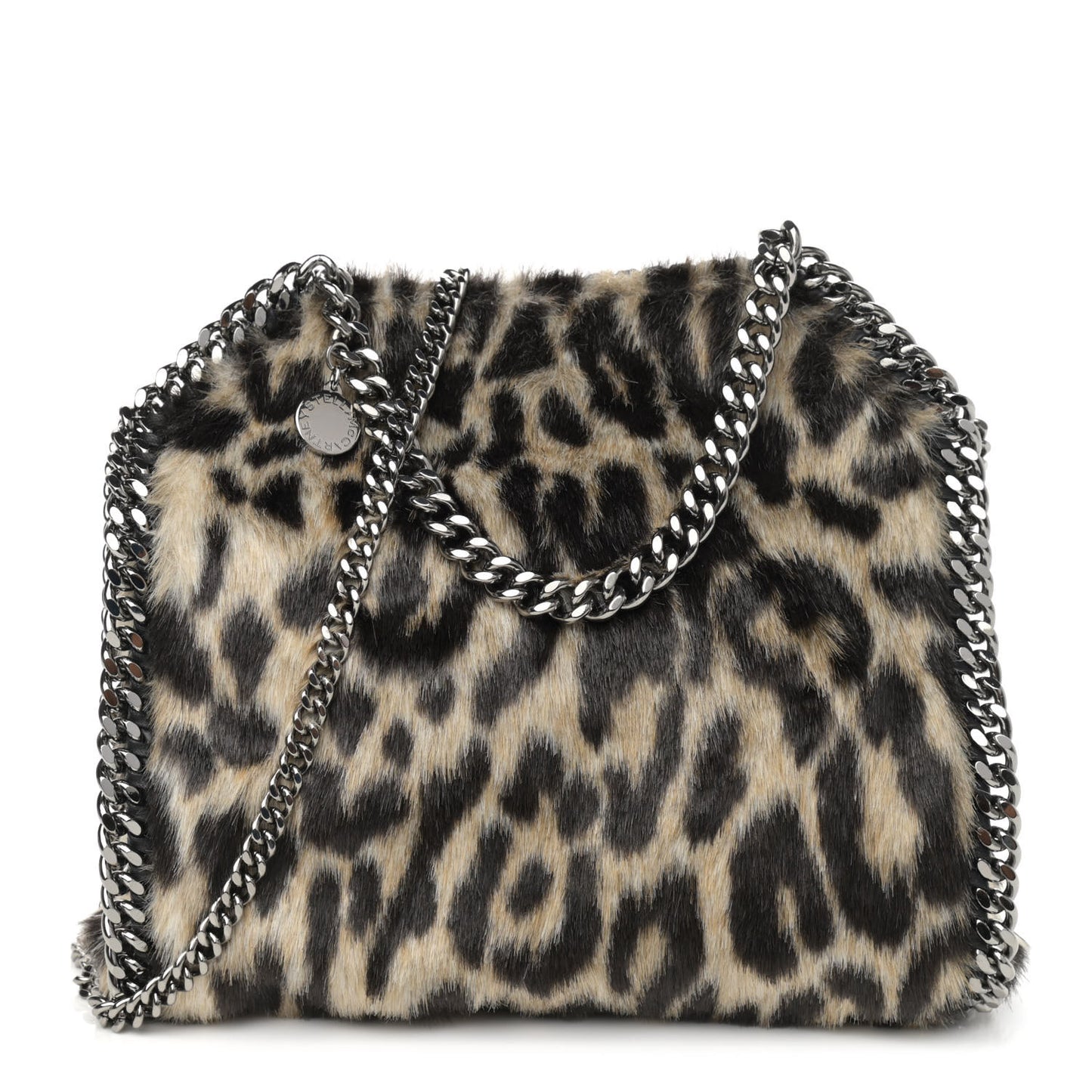 Faux Calf Hair Leopard Print Small Falabella Tote Brown