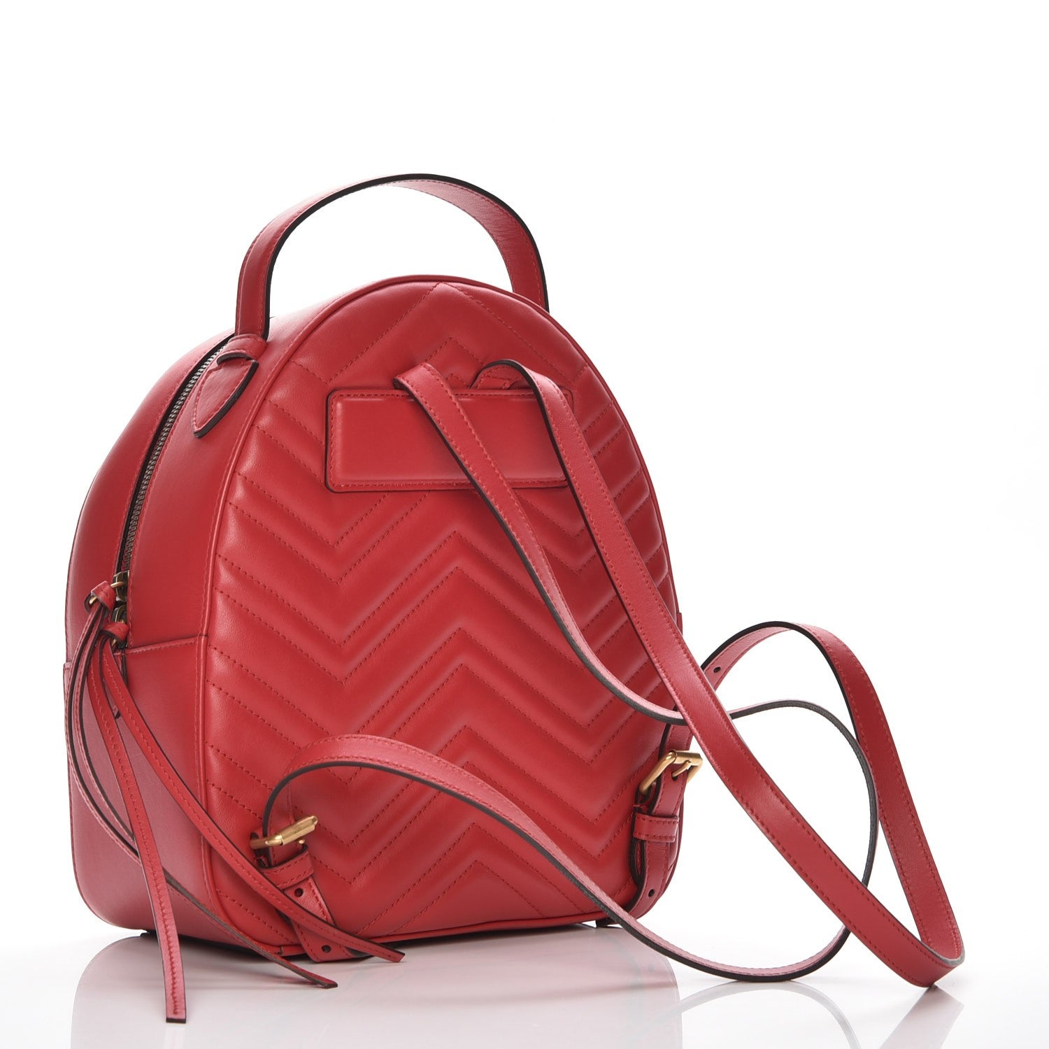 Gucci Calfskin Matelasse GG Marmont Dome Backpack Hibiscus Red 3 of 7