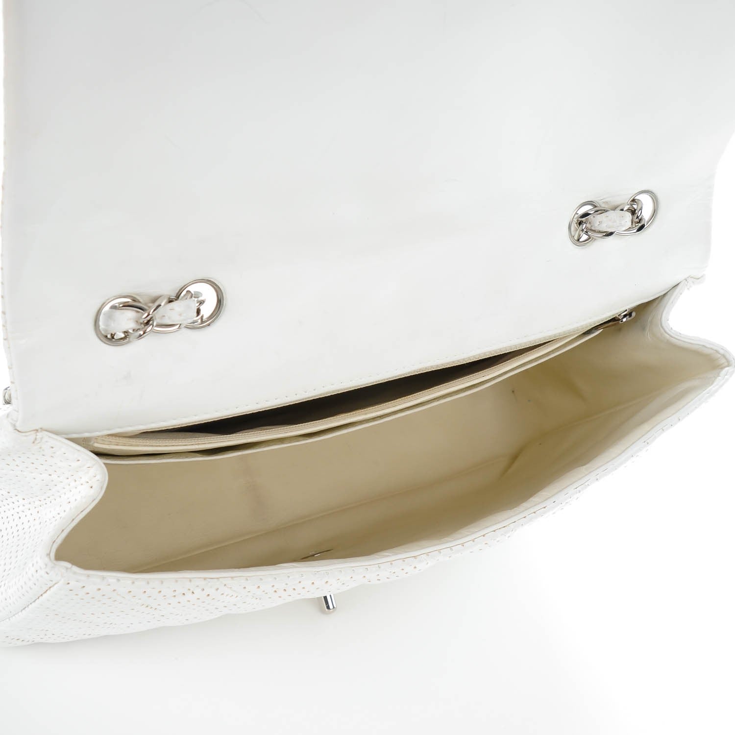 Chanel Lambskin Perforated Jumbo Single Flap White 10 of 11