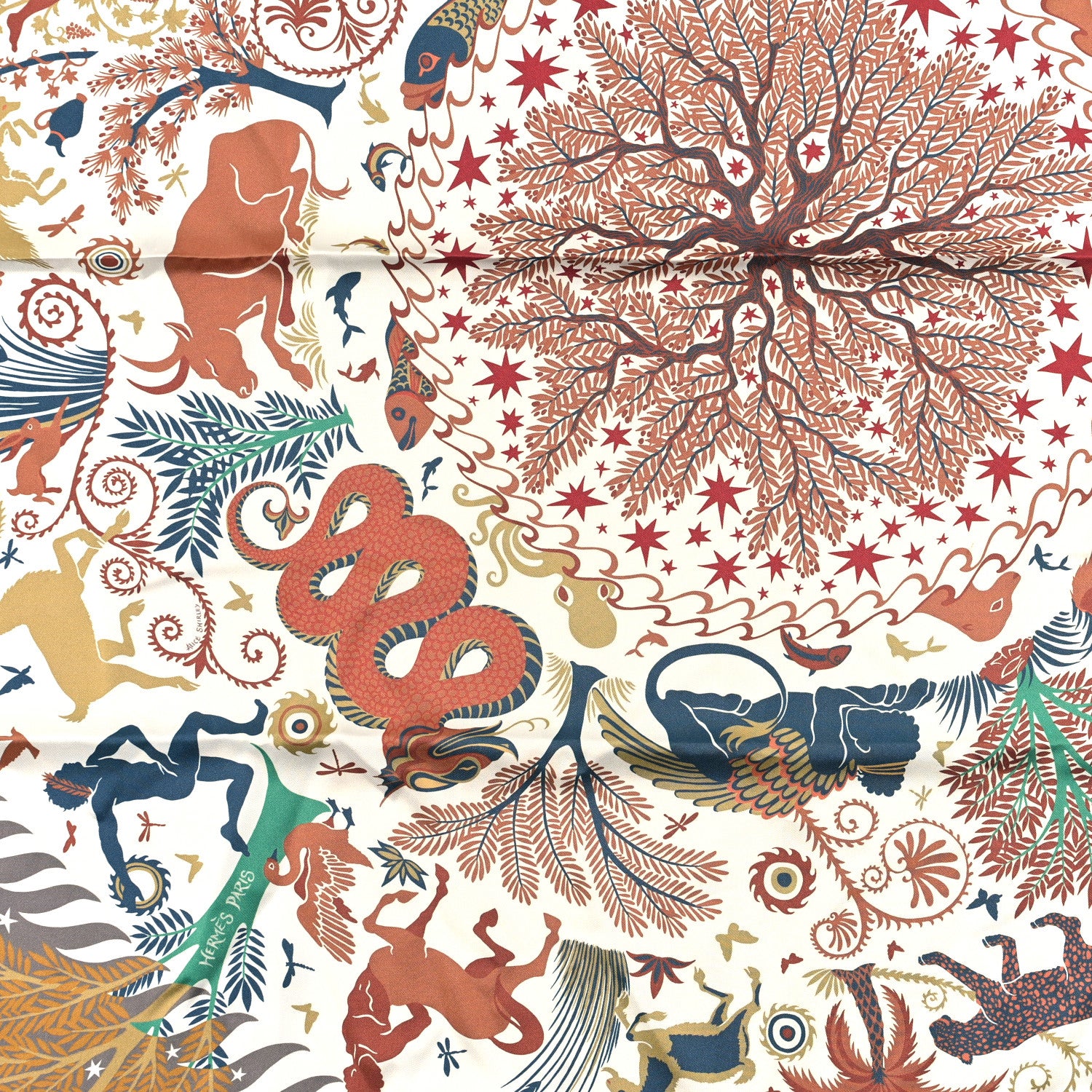Hermes Silk Sous Le Charme d'Orphee Double Face Scarf 90 Etoupe White Beige Dore 3 of 4