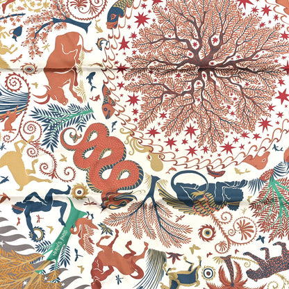 Hermes Silk Sous Le Charme d'Orphee Double Face Scarf 90 Etoupe White Beige Dore 3 of 4