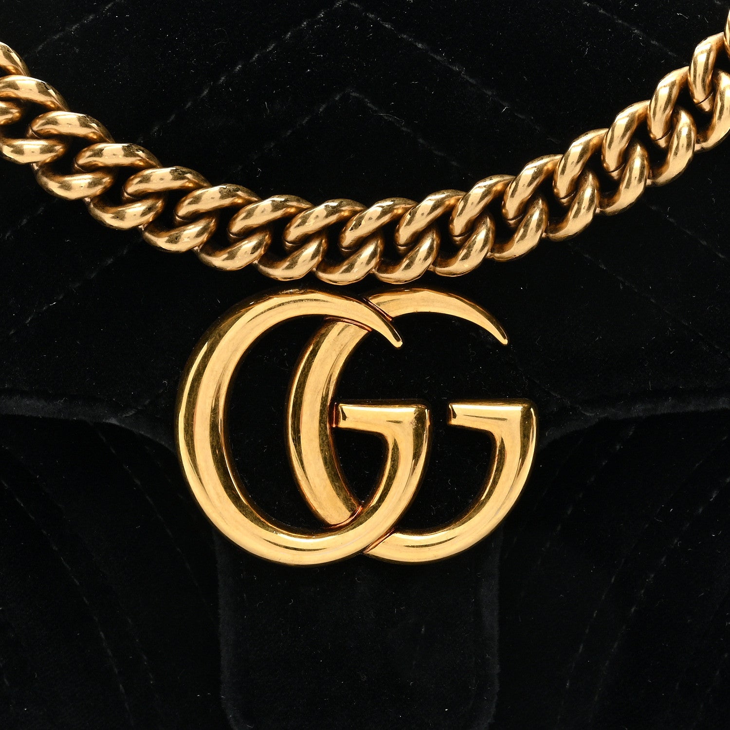 Gucci Velvet Matelasse Mini GG Marmont Shoulder Bag Black 9 of 11